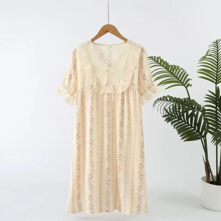 Women’s Cotton Summer Nightgown | جلابية بيت قطنية صيفي - Vine Print