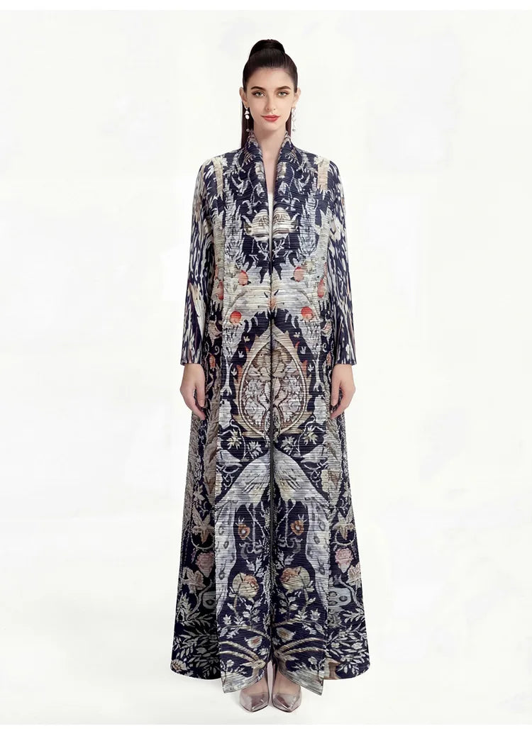 Women’s Pleated Printed Long Dress | فستان نسائي طويل بطبعات أنيقة
