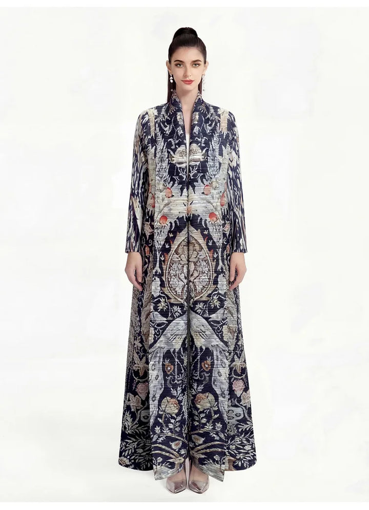 Women’s Pleated Printed Long Dress | فستان نسائي طويل بطبعات أنيقة