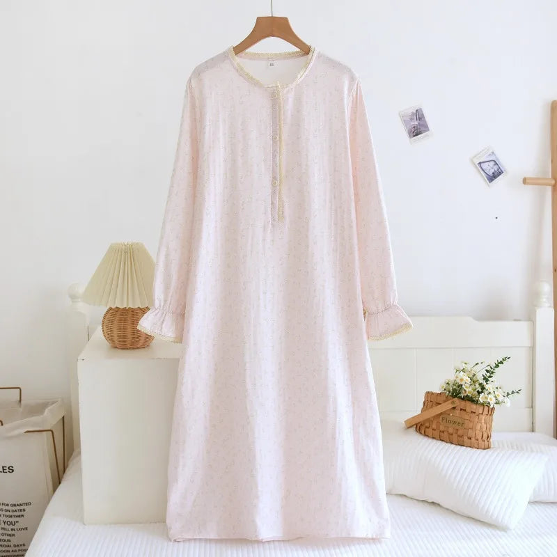 Women’s Double Gauze Cotton Nightgown | جلابية قطنية صيفية للبيت - Floral