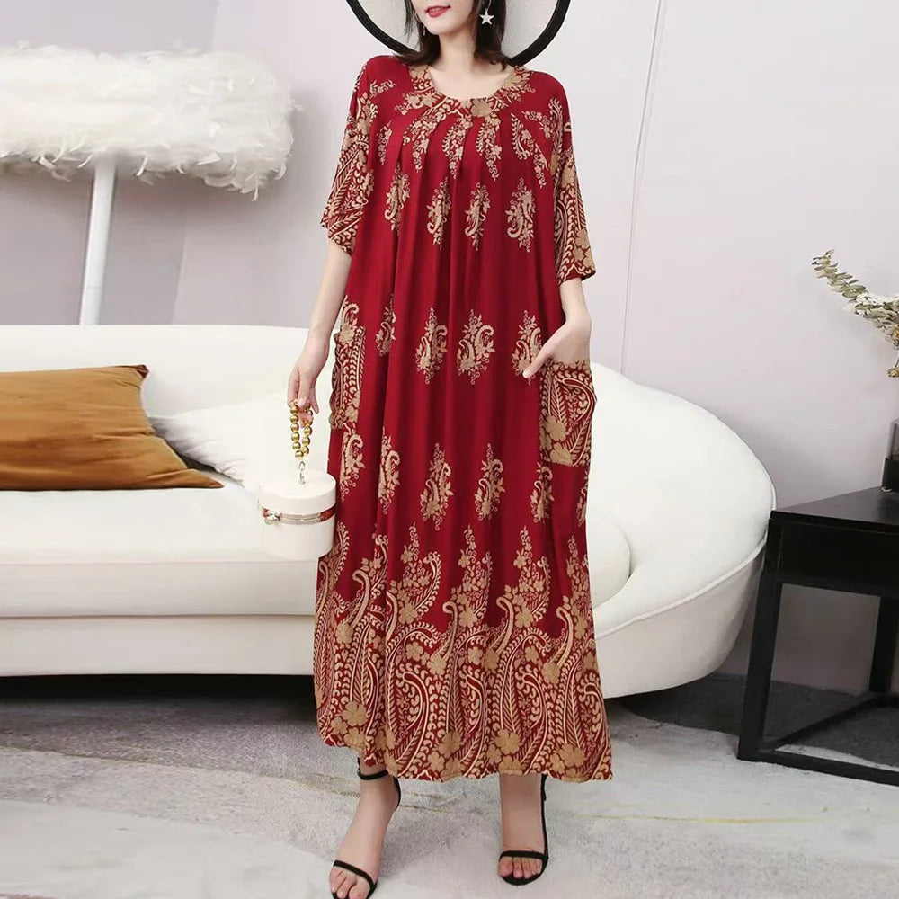 Women’s Floral Maternity Lounge Dress | فستان بيت واسع ومريح - Floral