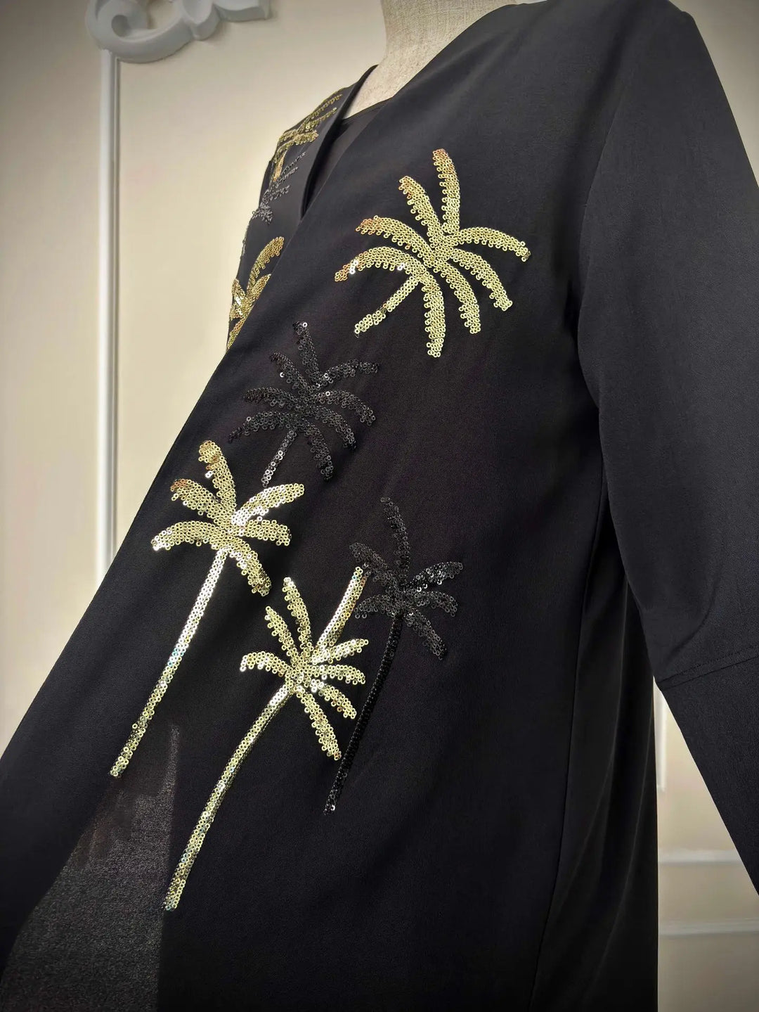 Women’s Open Abaya | Elegant Sequin Embroidery Eid Design