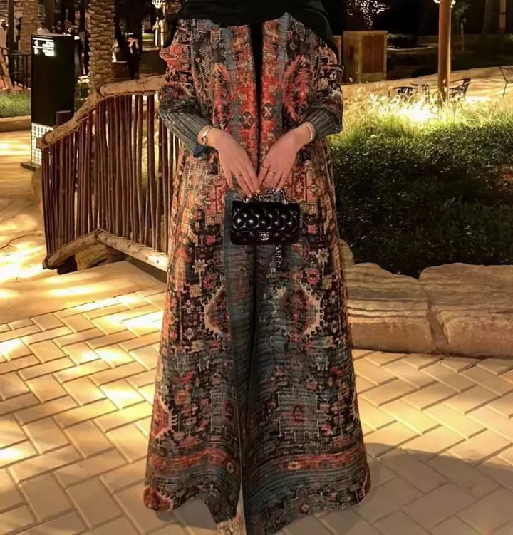 Printed Open Abaya | Elegant Lightweight Modest Wear
