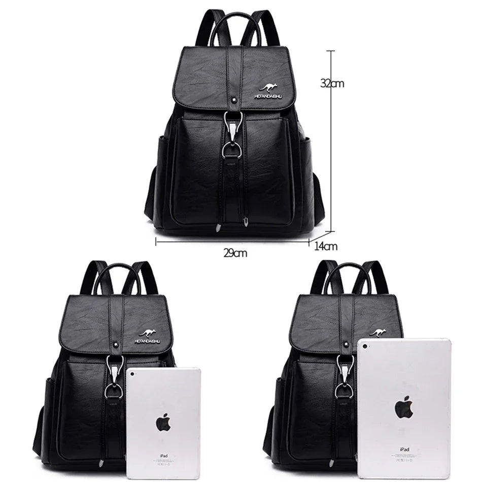 Women’s Everyday Leather-Look Backpack | حقيبة ظهر نسائية ناعمة لليوميات