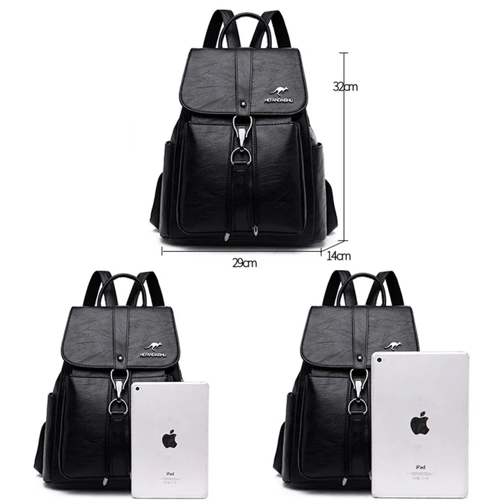 Women’s Everyday Leather-Look Backpack | حقيبة ظهر نسائية ناعمة لليوميات