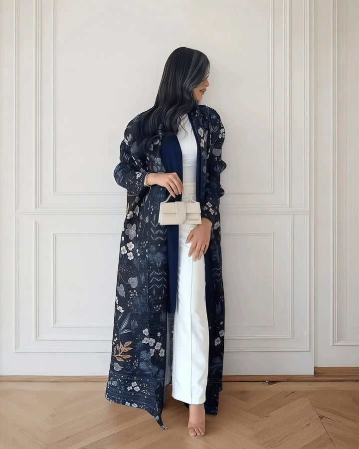 Printed Open Abaya | Elegant Lightweight Modest Wear
