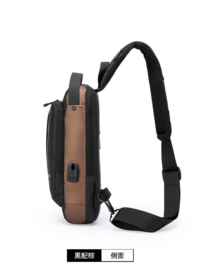 Men’s Anti-Theft Oxford Sling Chest Bag | حقيبة صدر رجالية أكسفورد مضادة للسرقة
