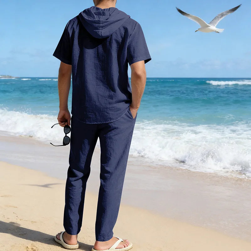 Men’s Summer Beach Set | Casual Short Sleeve Shirt & Shorts Outfit