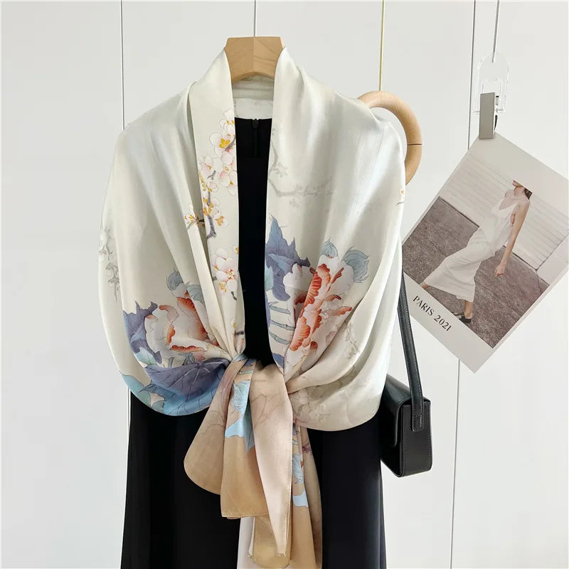 Women’s Pure Silk Shawl | Elegant Printed Long Drape
