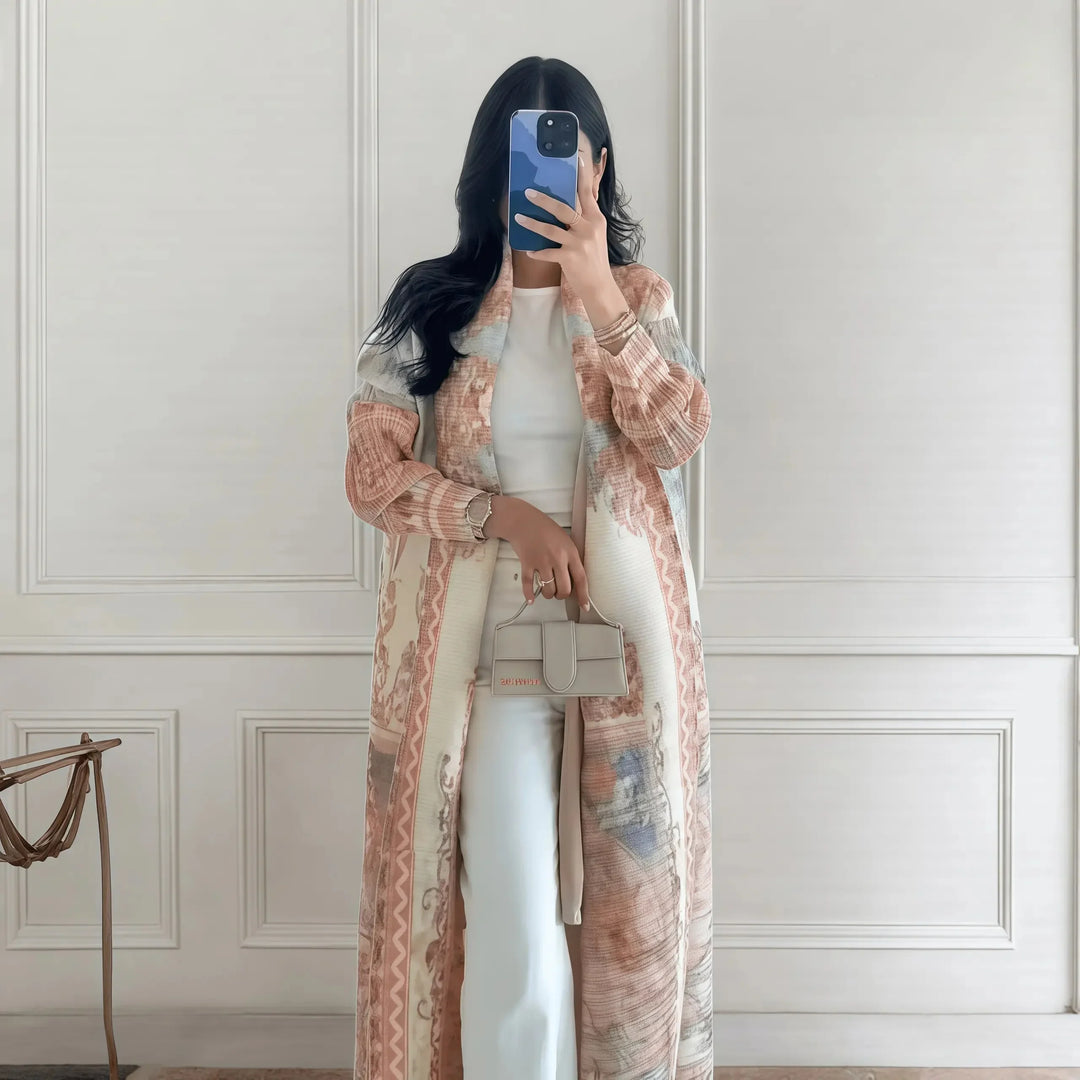 Printed Open Abaya | Elegant Lightweight Modest Wear
