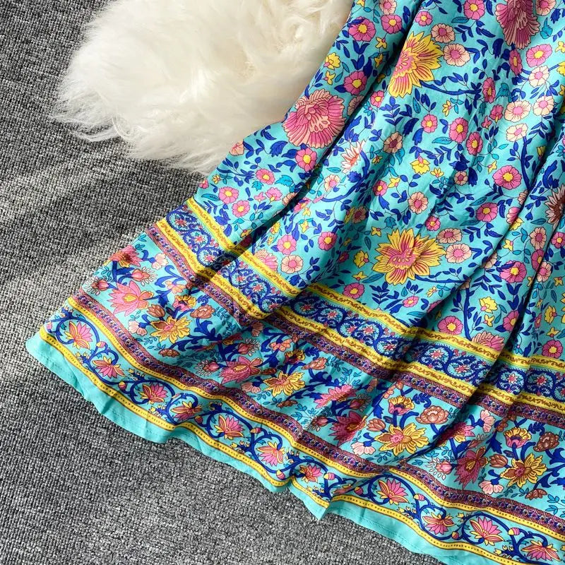 Women’s Retro Floral Long Jalabiya | جلابية نسائية طويلة بنقشة زهور