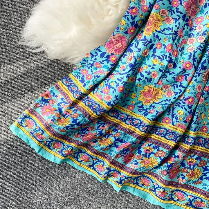 Women’s Retro Floral Long Jalabiya | جلابية نسائية طويلة بنقشة زهور