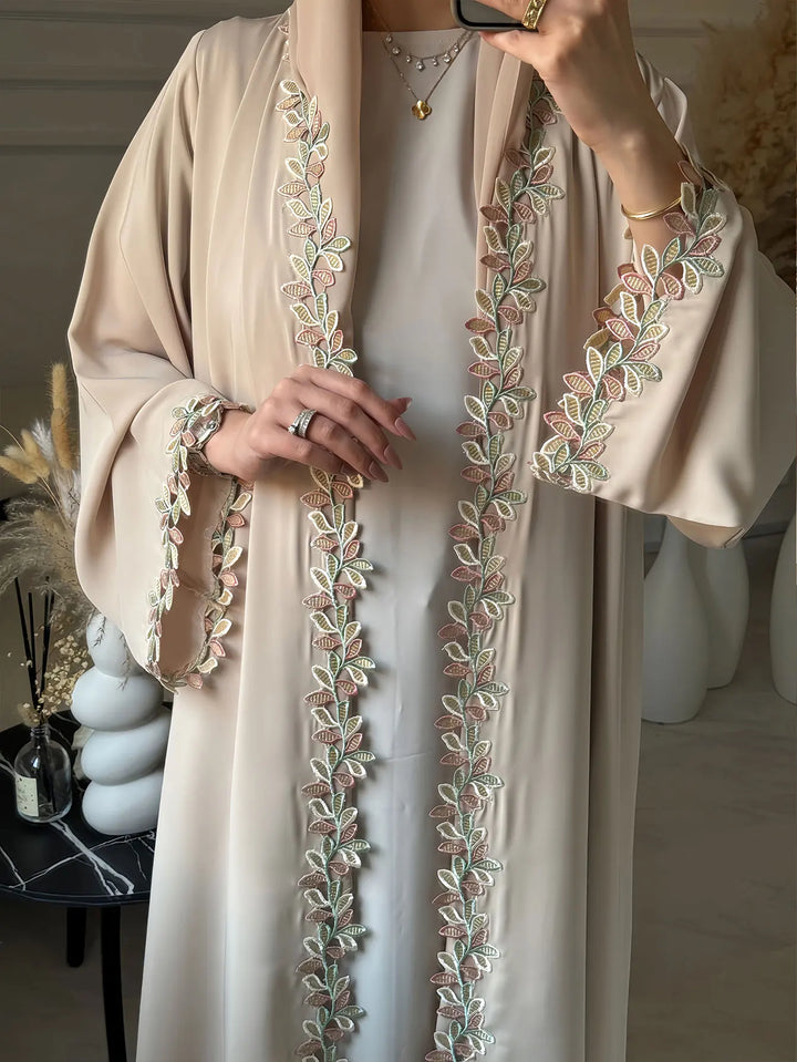 Women’s 2-Piece Abaya Set | Elegant Embroidered Modest Outfit