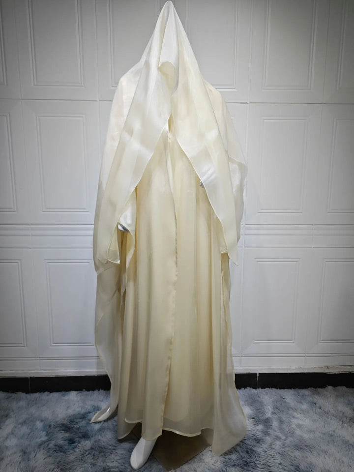 Abaya Open Front Satin Elegant Modest