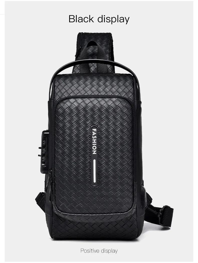 Men’s PU Anti-Theft Chest Bag | حقيبة صدر رجالية PU مضادة للسرقة