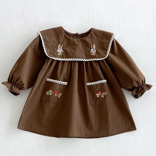 Girls’ Corduroy Princess Dress | فستان بناتي أنيق لعمر 2-6 سنوات - Floral