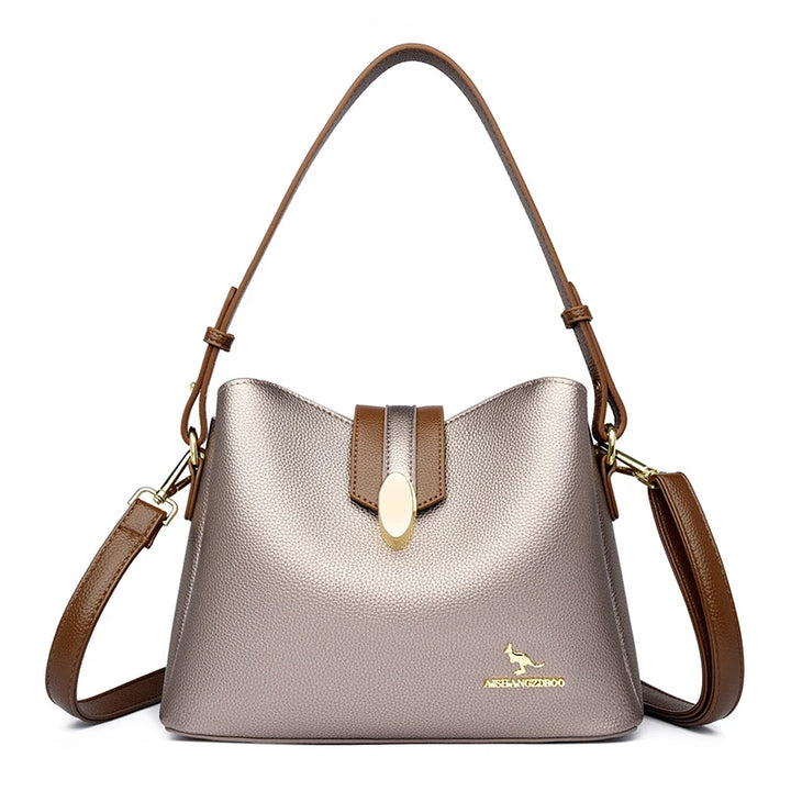 Women’s Casual Leather-Look Tote Bag | حقيبة توت نسائية عملية