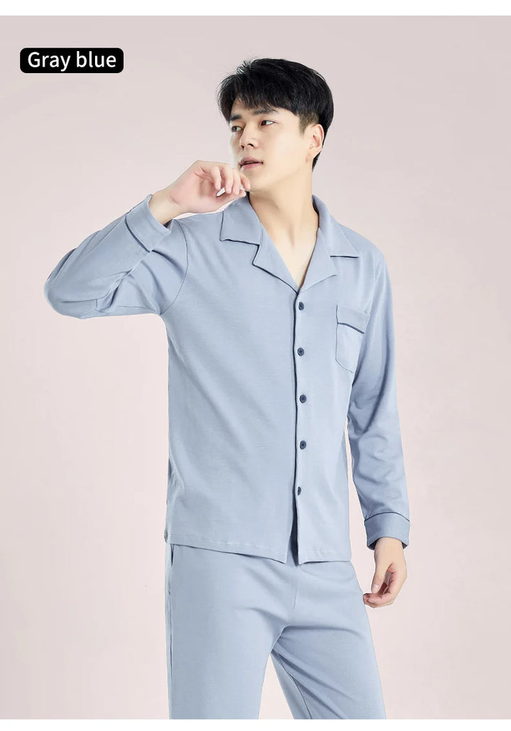 Men’s Plaid Pajama Set | Warm Cotton Winter Homewear