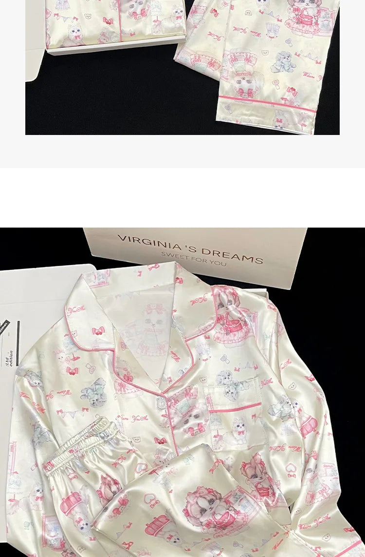 Women’s Playful Satin Pajama Set | بيجامة ساتان نسائية ناعمة للبيت