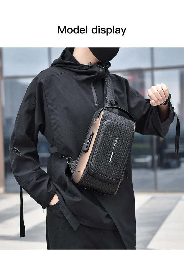 Men’s PU Anti-Theft Chest Bag | حقيبة صدر رجالية PU مضادة للسرقة