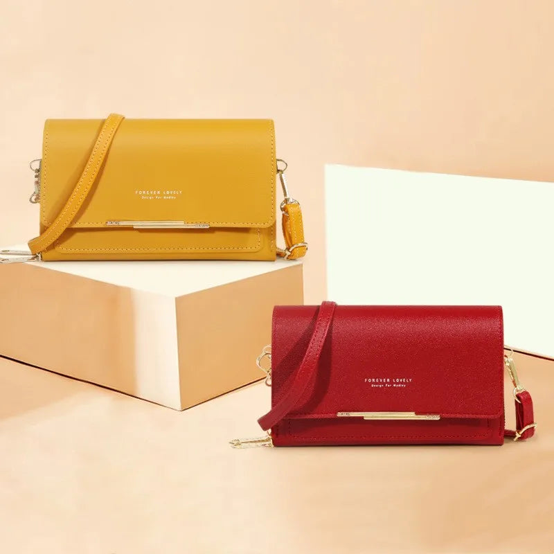 Women’s Multi-Pocket PU Crossbody Phone Bag | حقيبة هاتف نسائية متعددة الجيوب كروس بودي