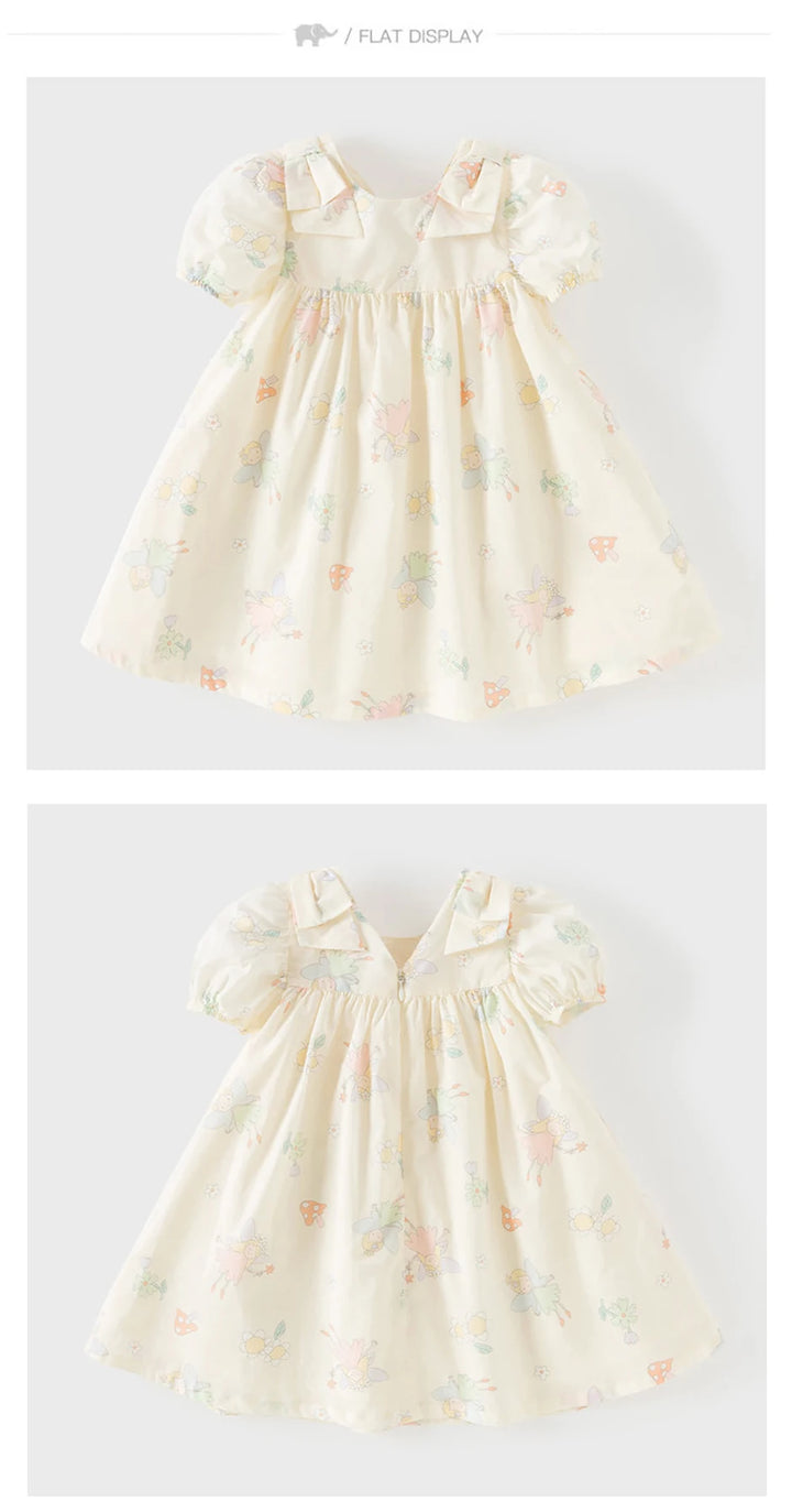 Girls Floral Print Cotton Dress