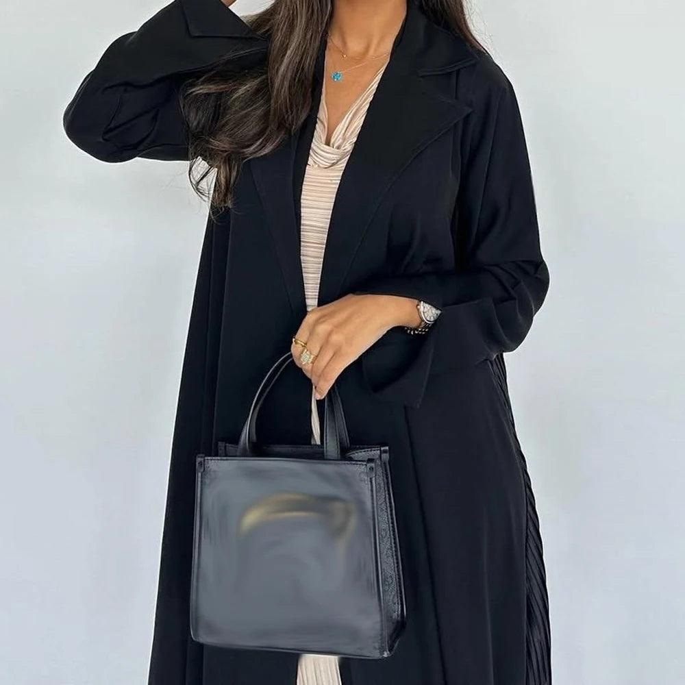 Black Open Abaya | Elegant Loose Kimono Style