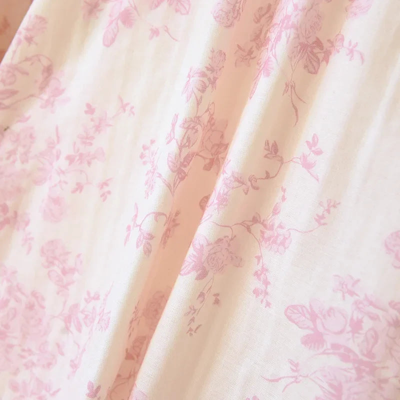 Women’s Pure Cotton Gauze Sleep Dress | جلابية بيت قطنية ناعمة بحافة دانتيل