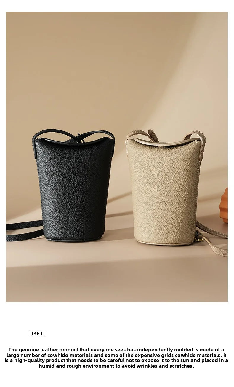 Women’s Top-Grain Leather Phone Crossbody Bag | حقيبة هاتف نسائية من الجلد الطبيعي الفاخر