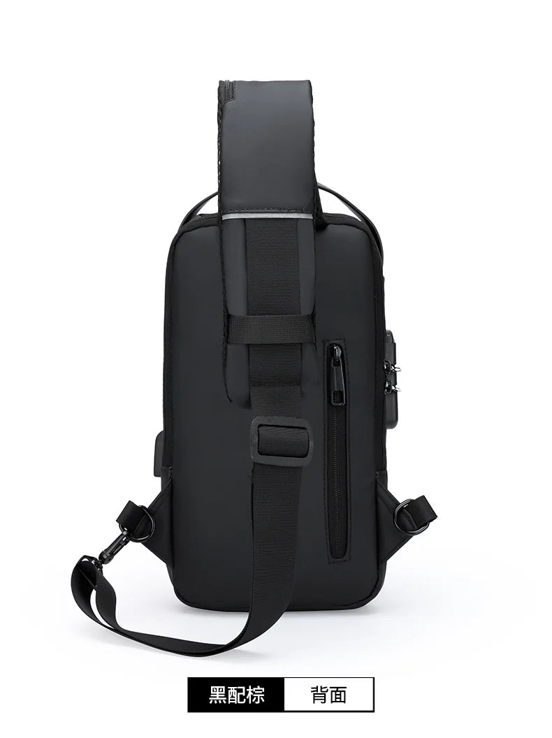 Men’s Anti-Theft Oxford Sling Chest Bag | حقيبة صدر رجالية أكسفورد مضادة للسرقة
