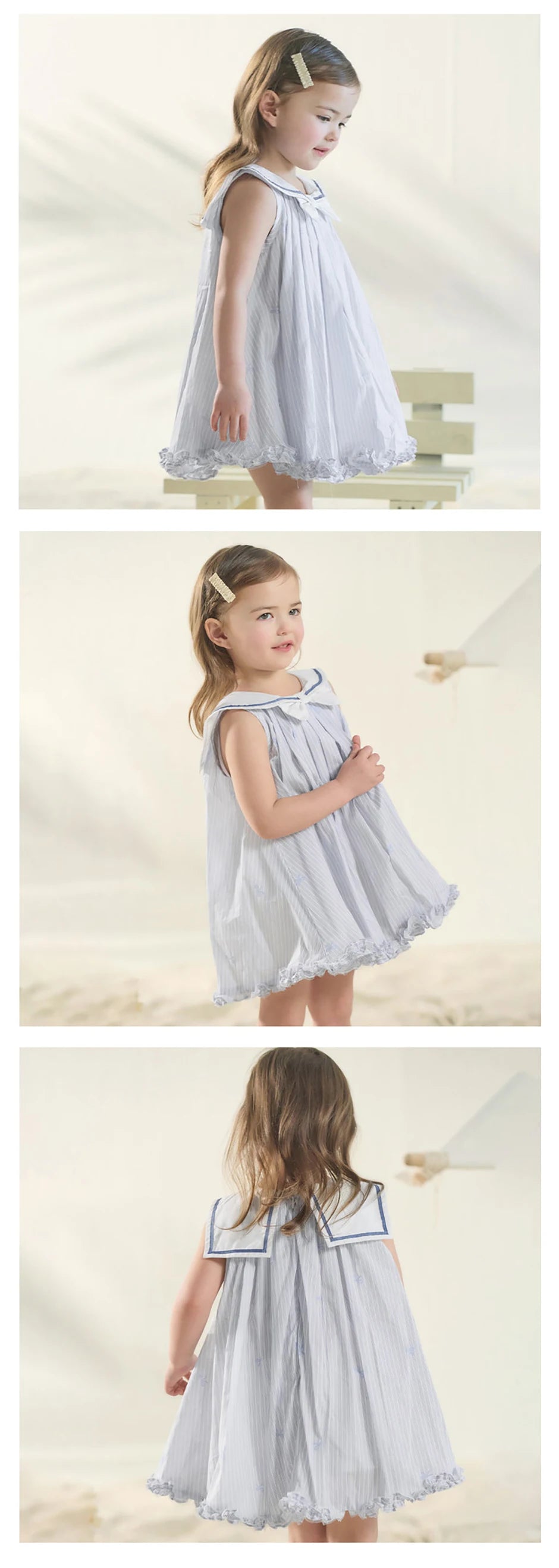 Girls Bow Print Cotton Dress