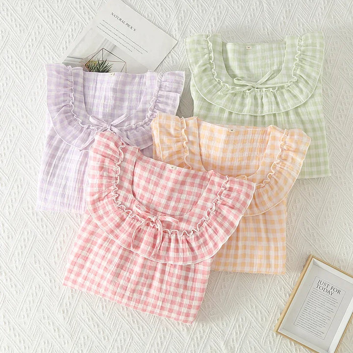 Women’s Cotton Nightgown | جلابية قطنية صيفية للبيت - Plaid