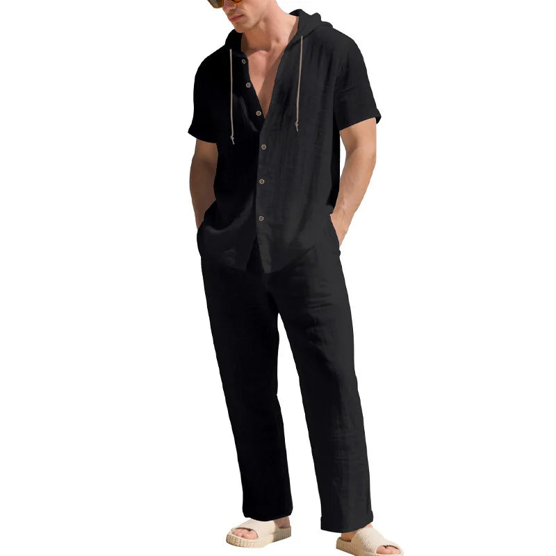 Men’s Summer Beach Set | Casual Short Sleeve Shirt & Shorts Outfit