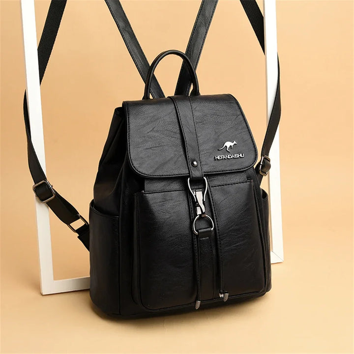 Women’s Everyday Leather-Look Backpack | حقيبة ظهر نسائية ناعمة لليوميات