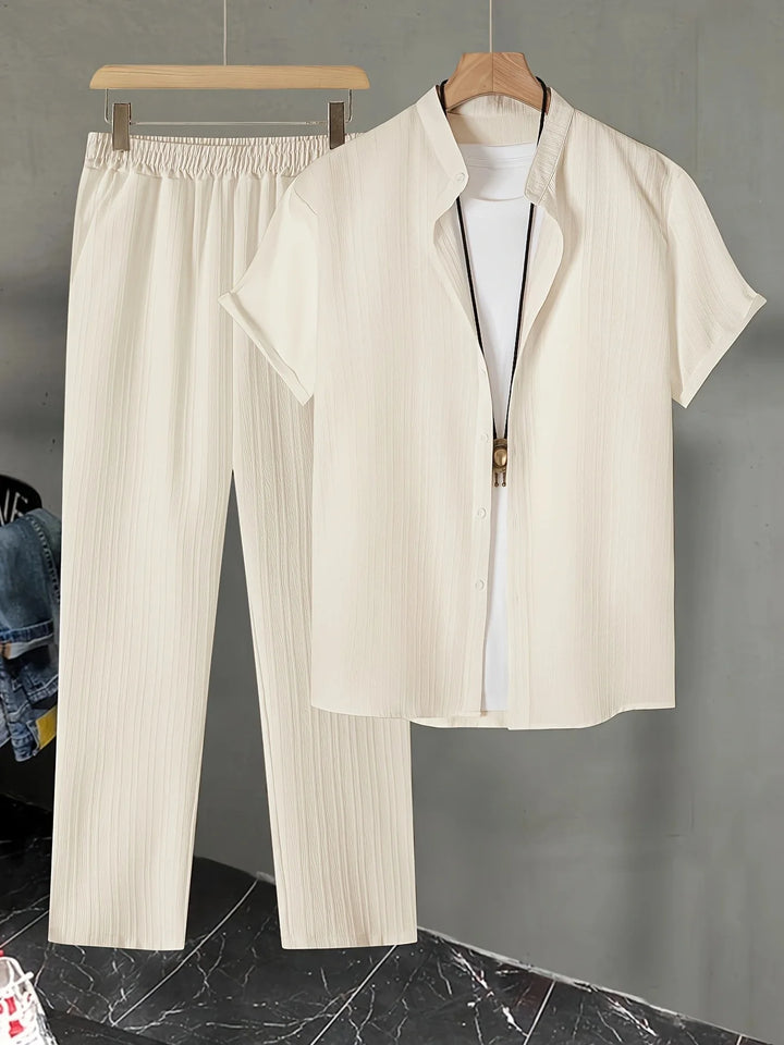 Men’s Summer Casual 2-Piece Set | Short Sleeve Shirt & Relaxed Pants