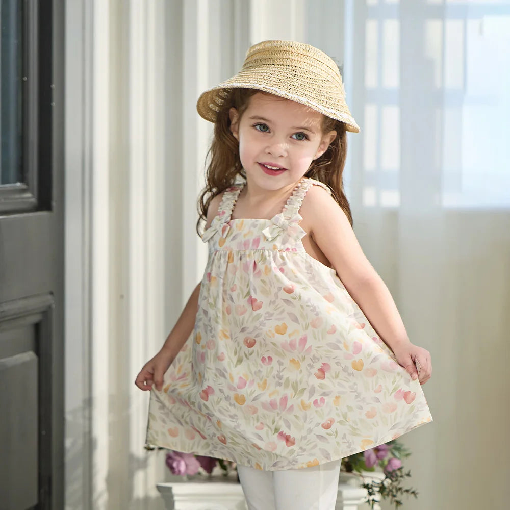 Girls Floral Sleeveless Summer Outfit Set