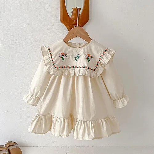 Girls’ Corduroy Princess Dress | فستان بناتي أنيق لعمر 2-6 سنوات - Floral