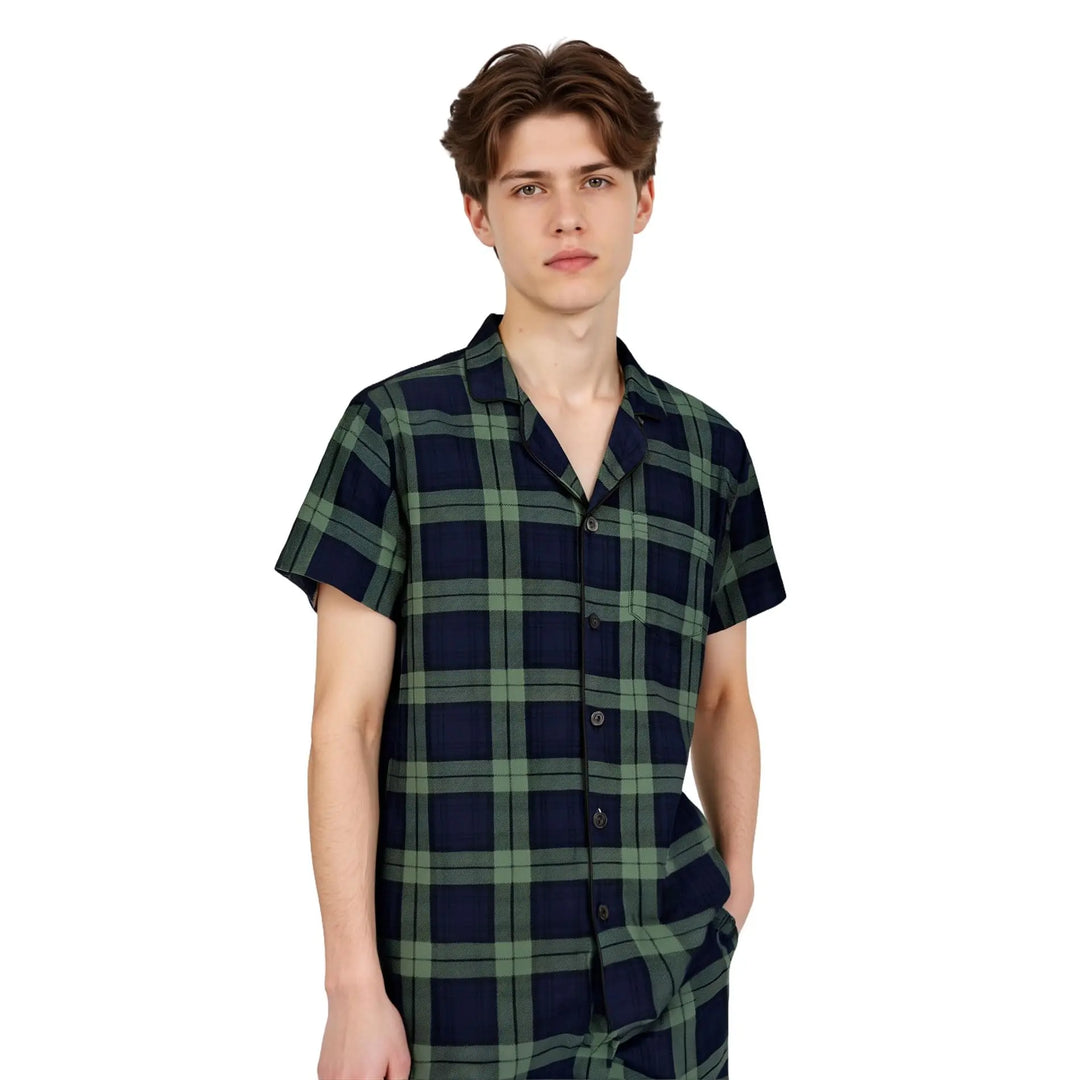 Men’s Solid Pajama Set | Short Sleeve Summer Homewear