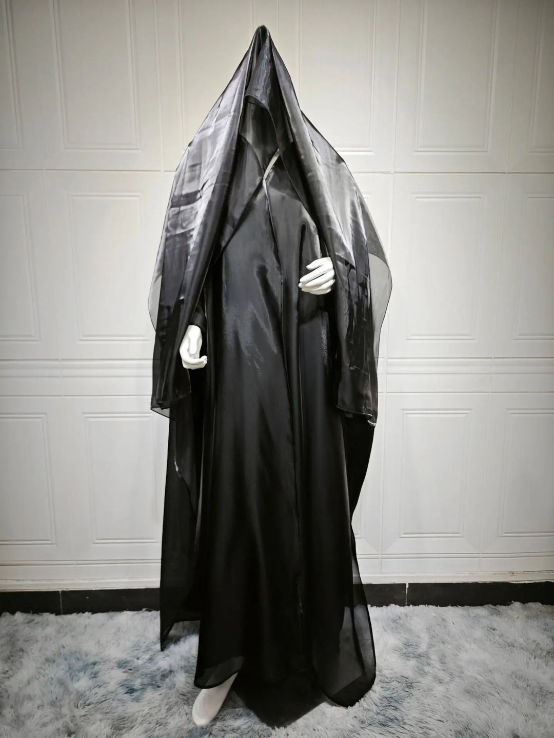 Abaya Open Front Satin Elegant Modest