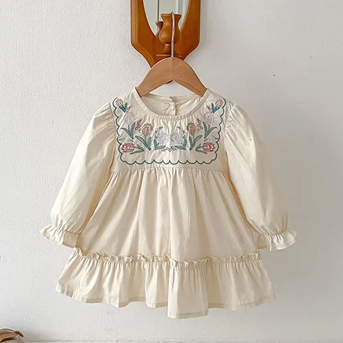 Girls’ Corduroy Princess Dress | فستان بناتي أنيق لعمر 2-6 سنوات - Floral