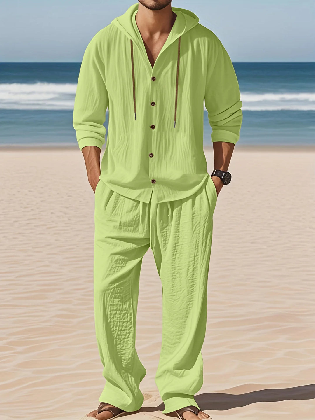 Men’s Linen Shirt & Pants Set | Breathable Relaxed Fit