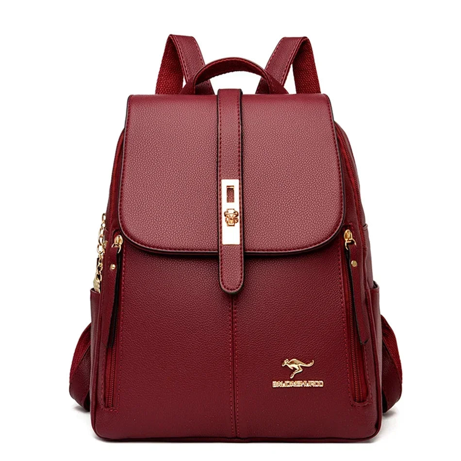 Women’s Vintage Leather-Look Backpack | حقيبة ظهر نسائية بطابع كلاسيكي