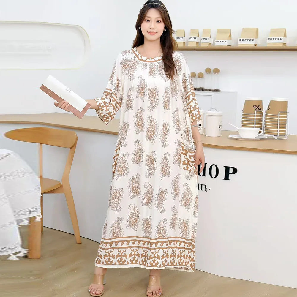 Women’s Floral Maternity Lounge Dress | فستان بيت واسع ومريح - Floral