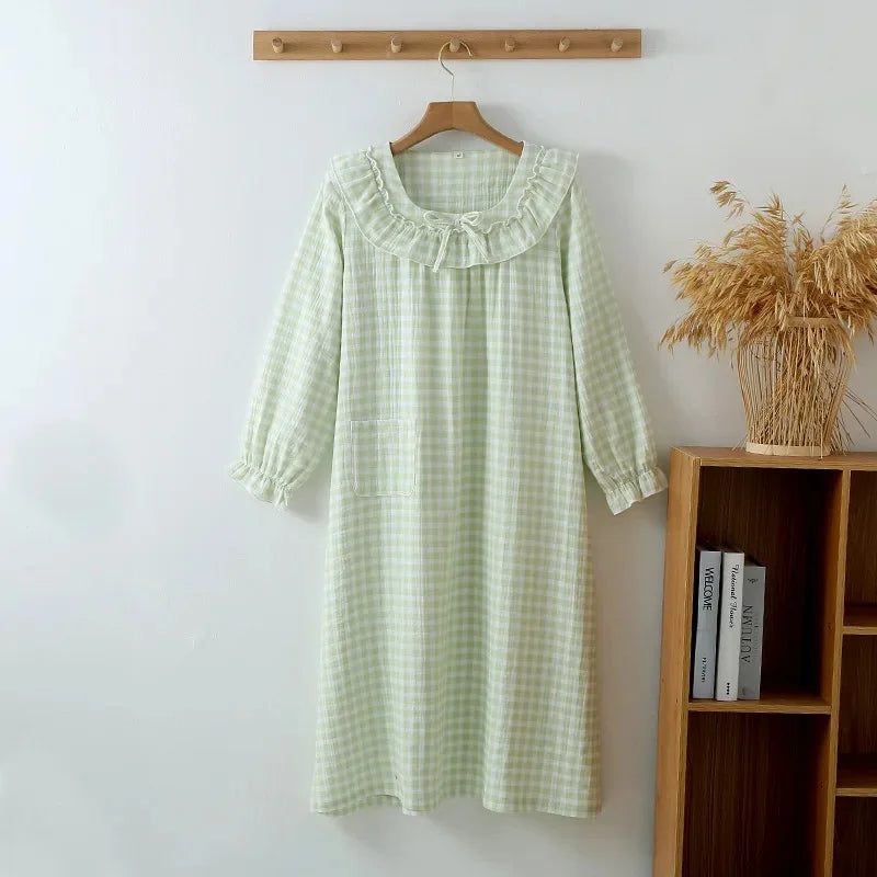 Women’s Cotton Nightgown | جلابية قطنية صيفية للبيت - Plaid