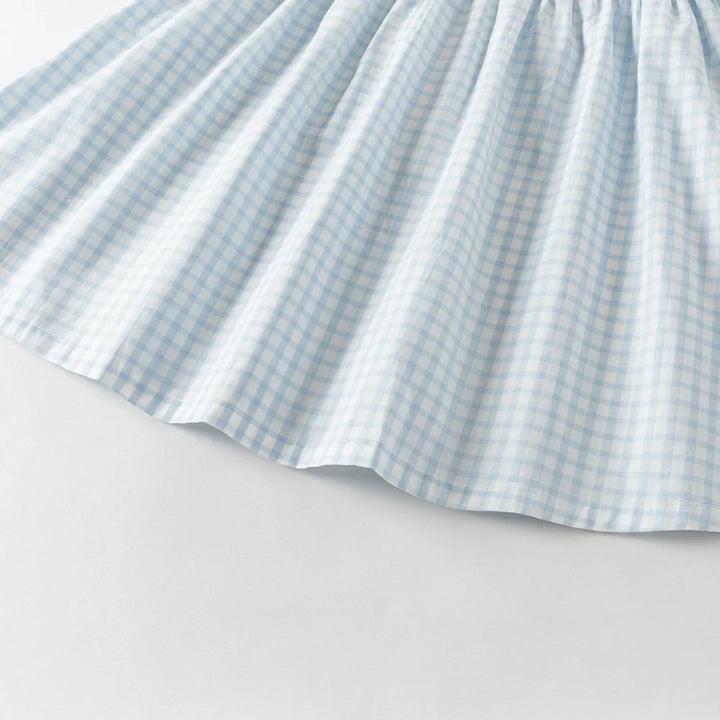 Girls Blue Plaid Cotton Dress