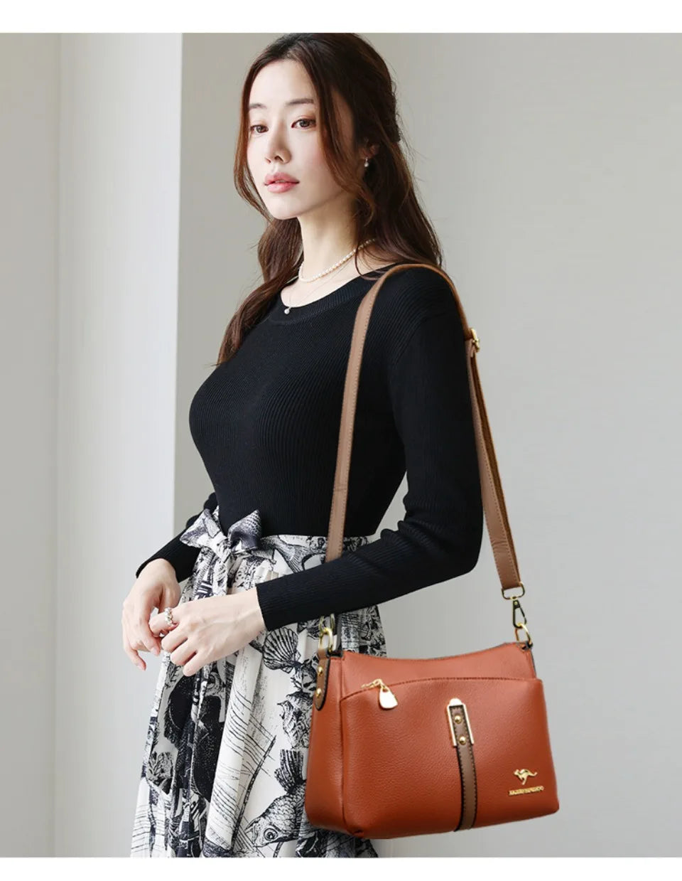 Women’s Three-Layer Shoulder Bag | Elegant Soft Crossbody