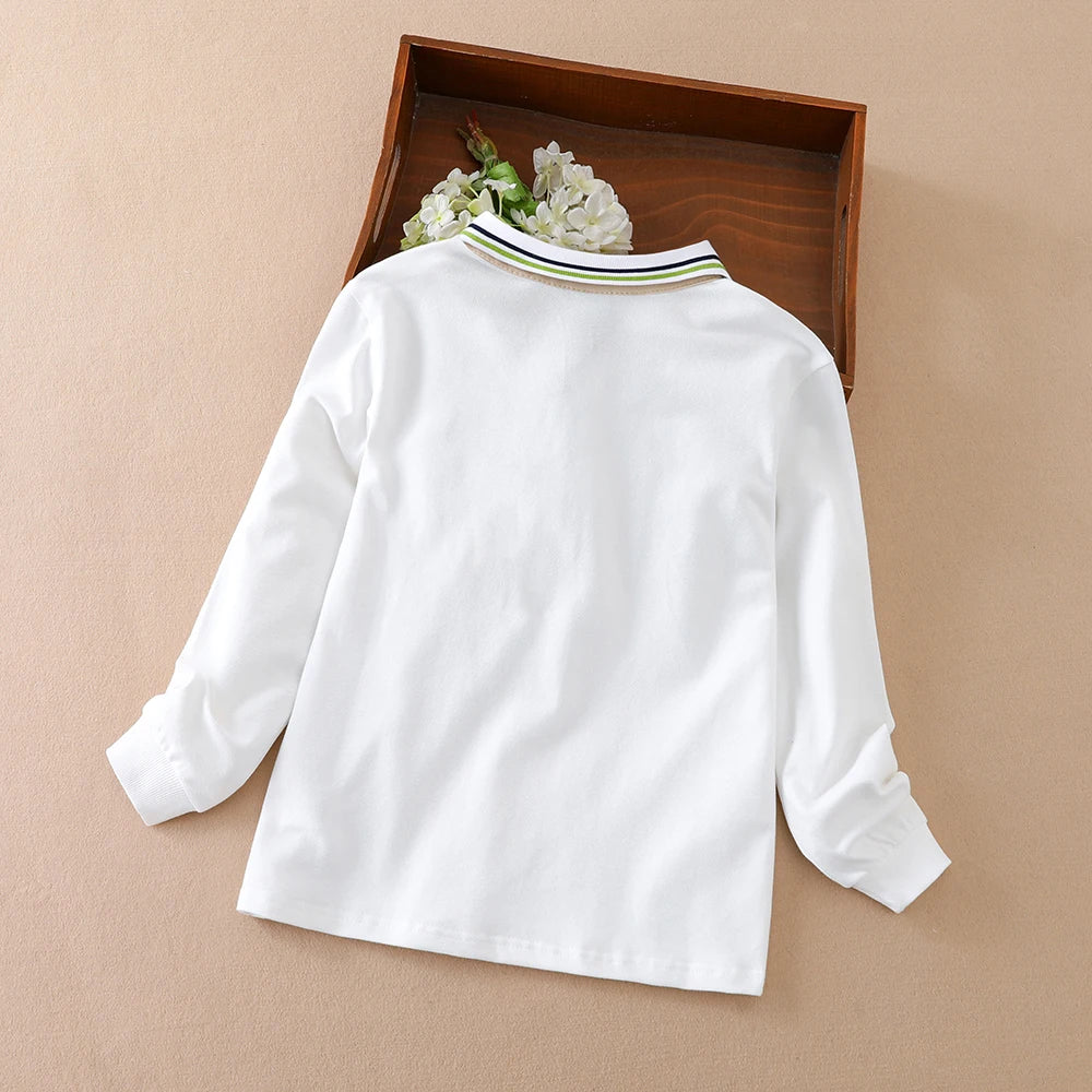 Boys’ Cotton Long Sleeve Polo Shirt 5–12Y | بولو أولاد قطني طويل الأكمام لعمر ٥–١٢ سنة