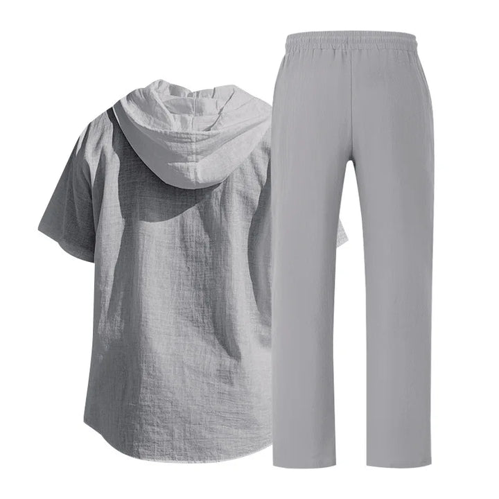 Men’s Linen Summer Set | Breathable Short Sleeve Shirt & Pants