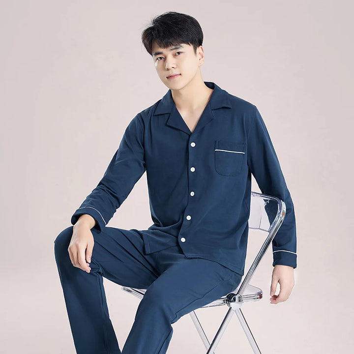 Men’s Plaid Pajama Set | Warm Cotton Winter Homewear
