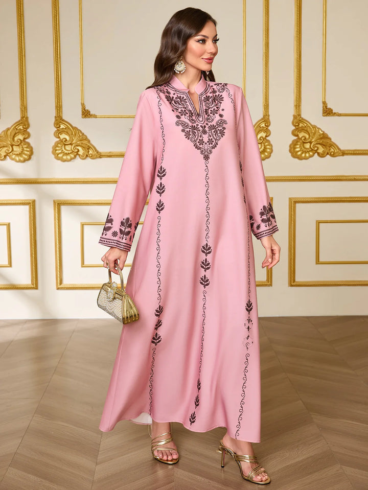 Women’s Luxe Embroidered Modest Maxi Dress | فستان طويل مطرز فاخر